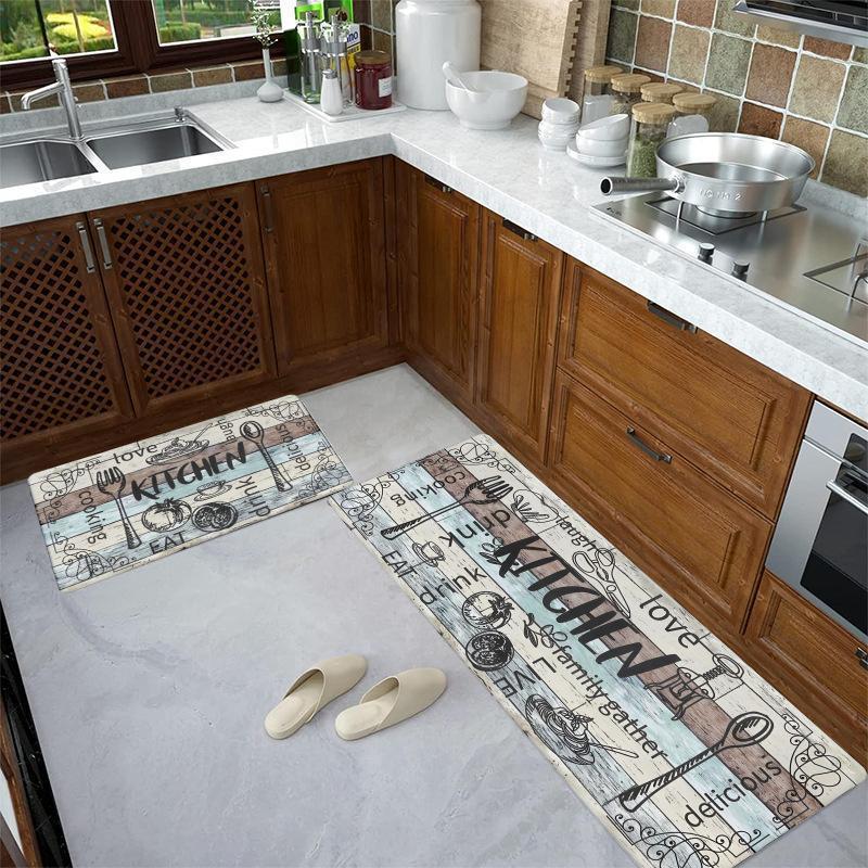 Anti-Fatigue Memory Foam Kitchen Runner and Square Mat Set with Non-Slip Backing Bowlift