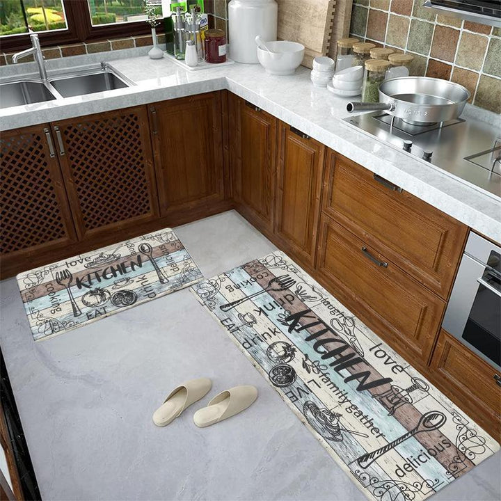 Anti-Fatigue Memory Foam Kitchen Runner and Square Mat Set with Non-Slip Backing Bowlift