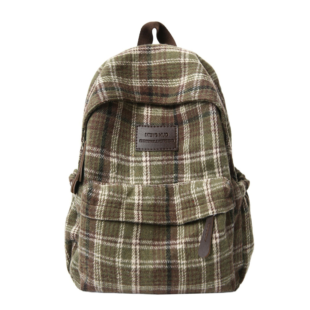 Cozy Plaid Pattern School Backpack Bowlift