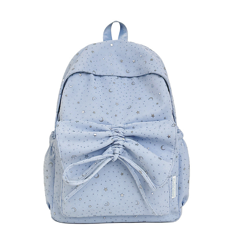 Starry Print Bow-Detail Backpack Bowlift