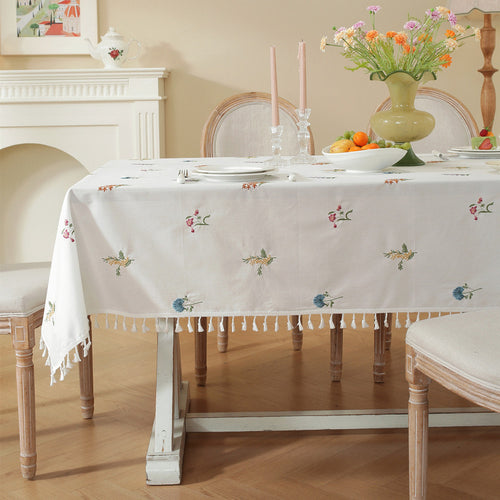 Embroidered Floral Tablecloth