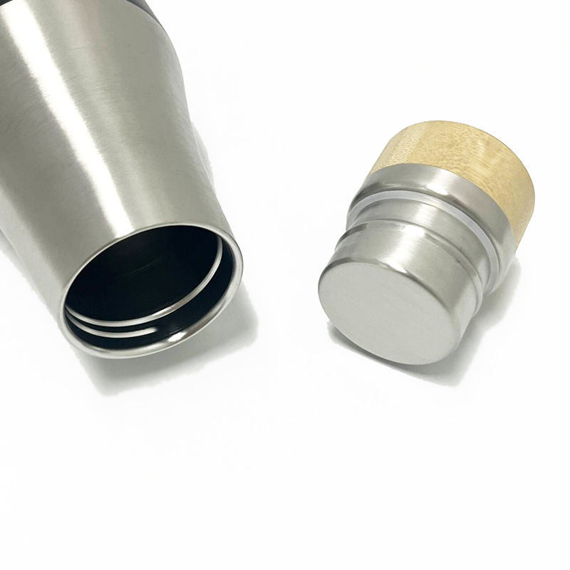 Women double-walled stainless steel drinking bottle with bamboo lid Bowlift
