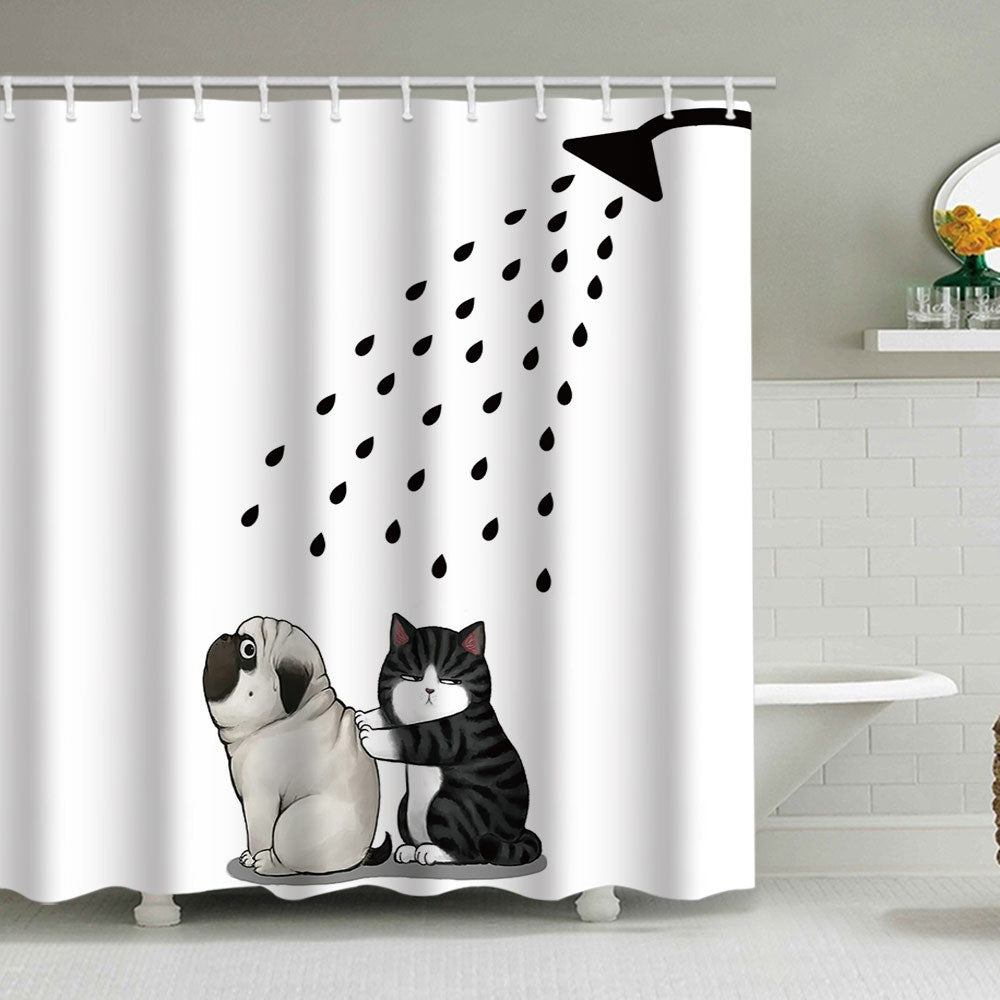 Artistic Dog Illustration Shower Curtain Bowlift