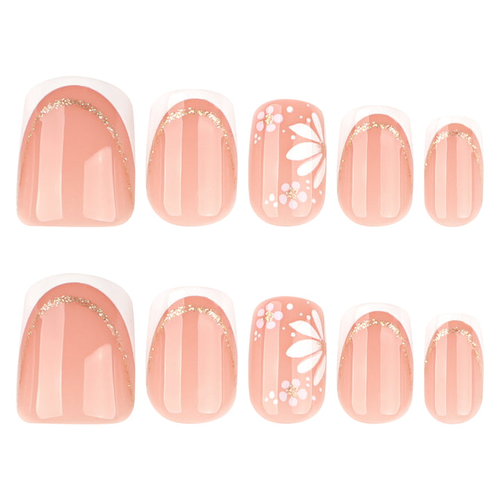 Artistic nail extensions with floral design and elegant accents Bowlift