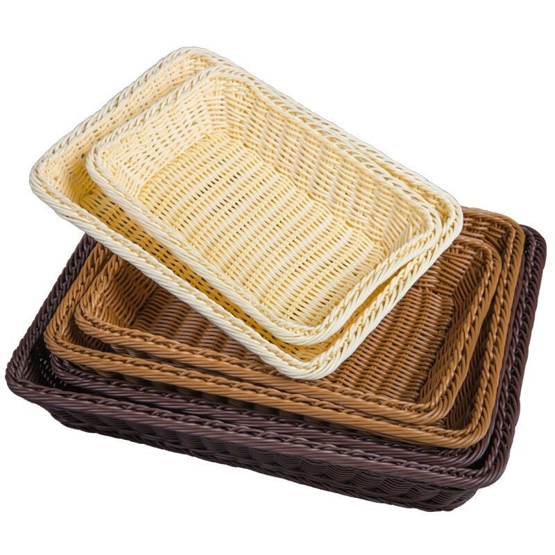Unisex Rectangular Rattan Serving Basket Bowlift