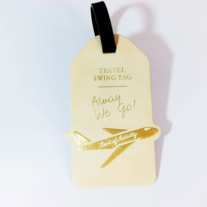 premium travel luggage tag with embossed airplane motif Bowlift