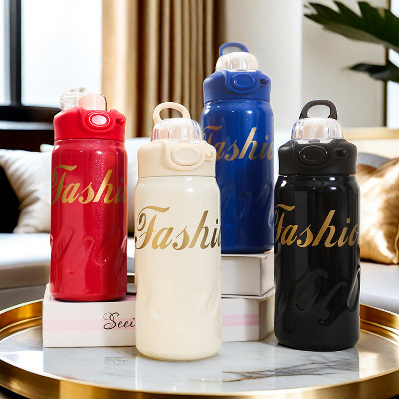 Women's Insulated Water Bottle with Practical Carrying Strap Bowlift