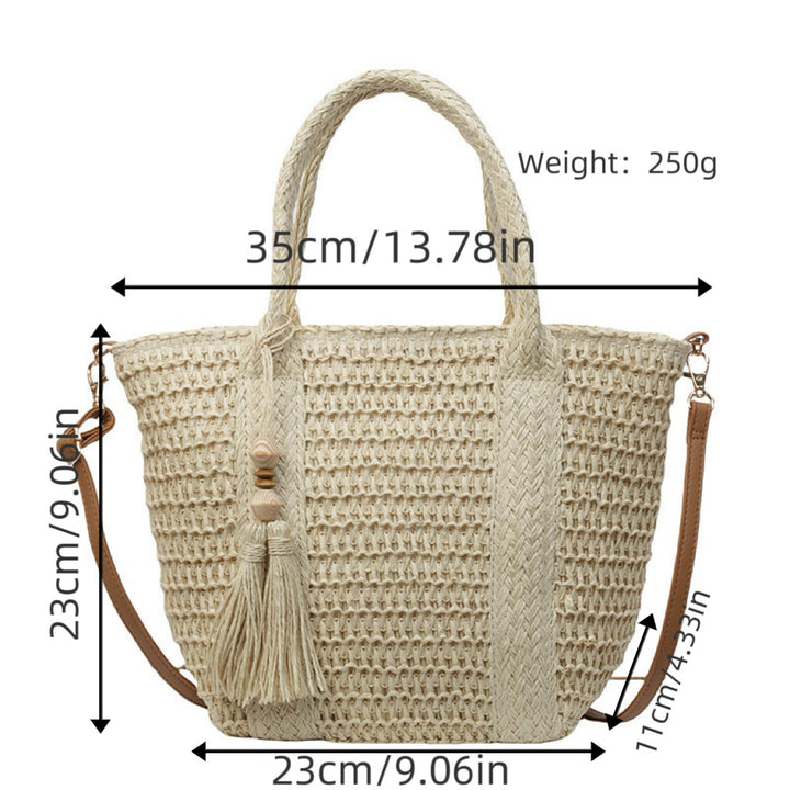 Braided tote bag with tassels and leather details Bowlift