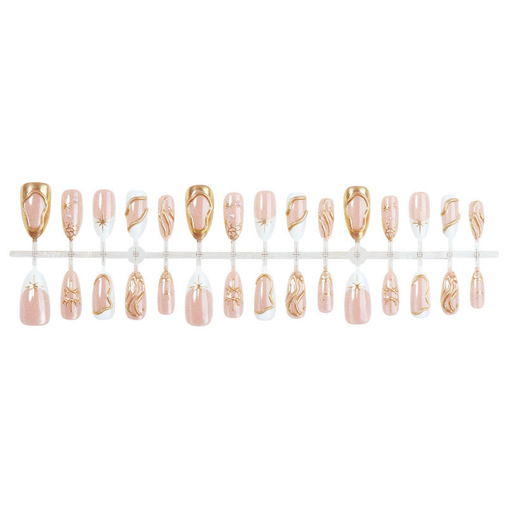 Artificial nail set with luxurious gold accents Bowlift