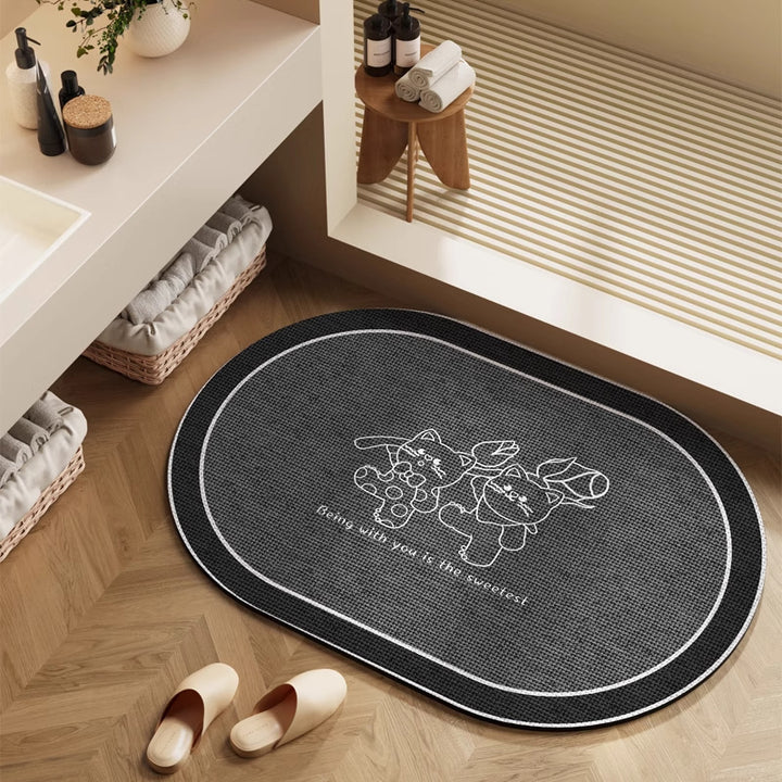 Playful Cartoon Character Bath Mat