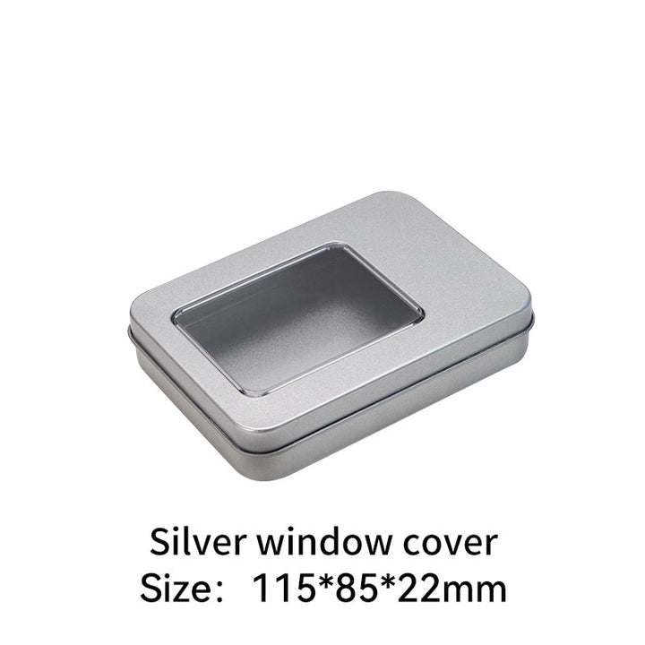 Rectangular metal storage tin with clear display window lid Bowlift