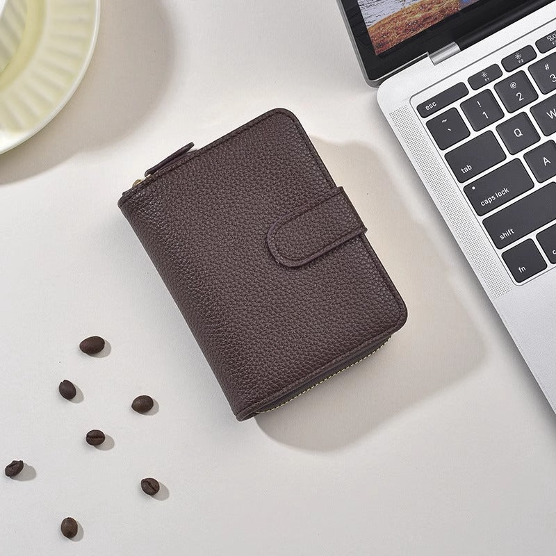 Textured Leather Zippered Card Organizer Bowlift