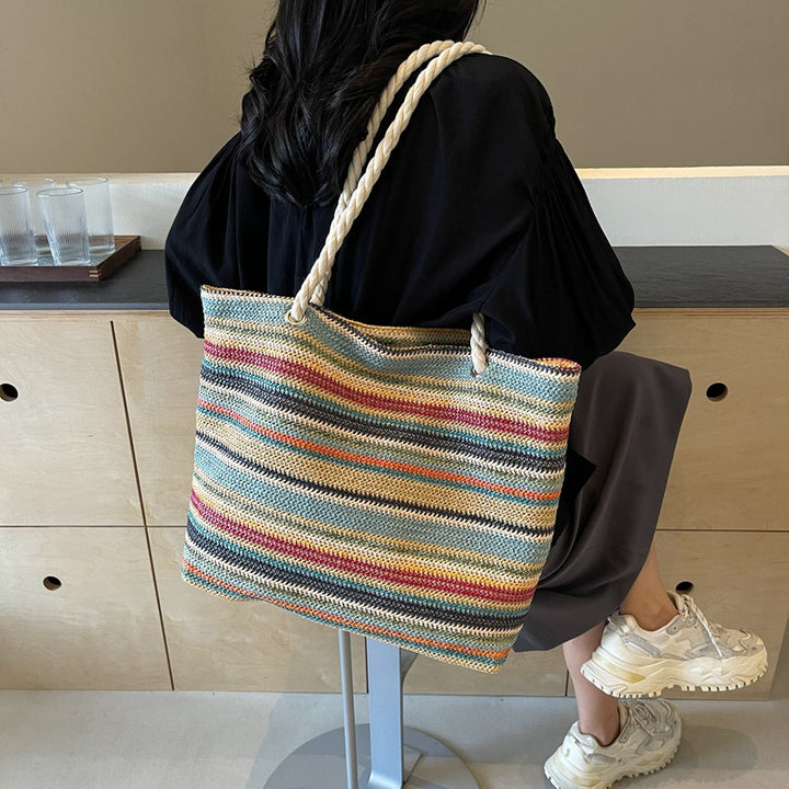 Spacious Striped Beach Tote Bowlift