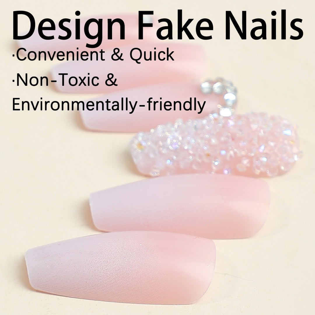Artificial nail set with sparkling glitter effects and delicate winter motif Bowlift