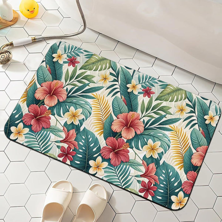 Floral-Patterned Comfort Bath Mat Bowlift