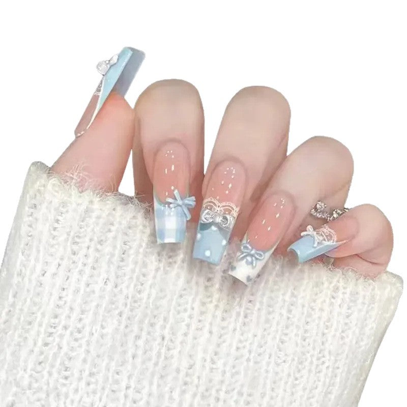 Decorative Press-On Nail Set with Bow and Butterfly Designs Bowlift