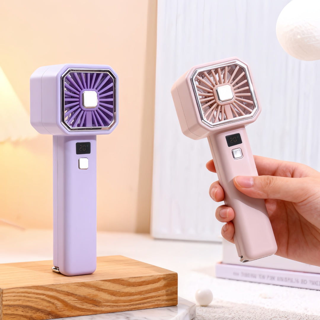 Women Portable Hand Fan with Digital Display Bowlift