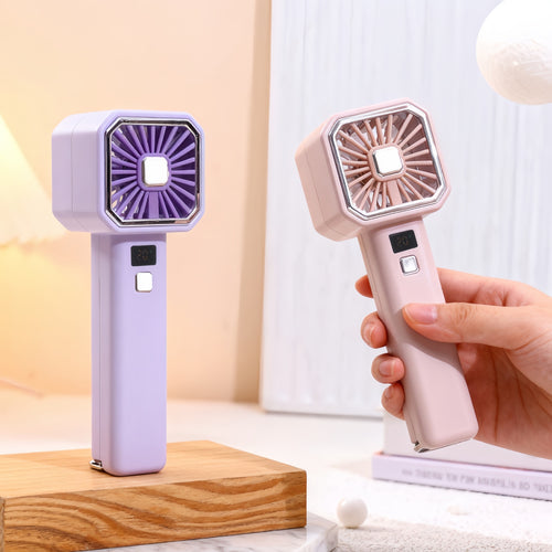 Women Portable Hand Fan with Digital Display Bowlift