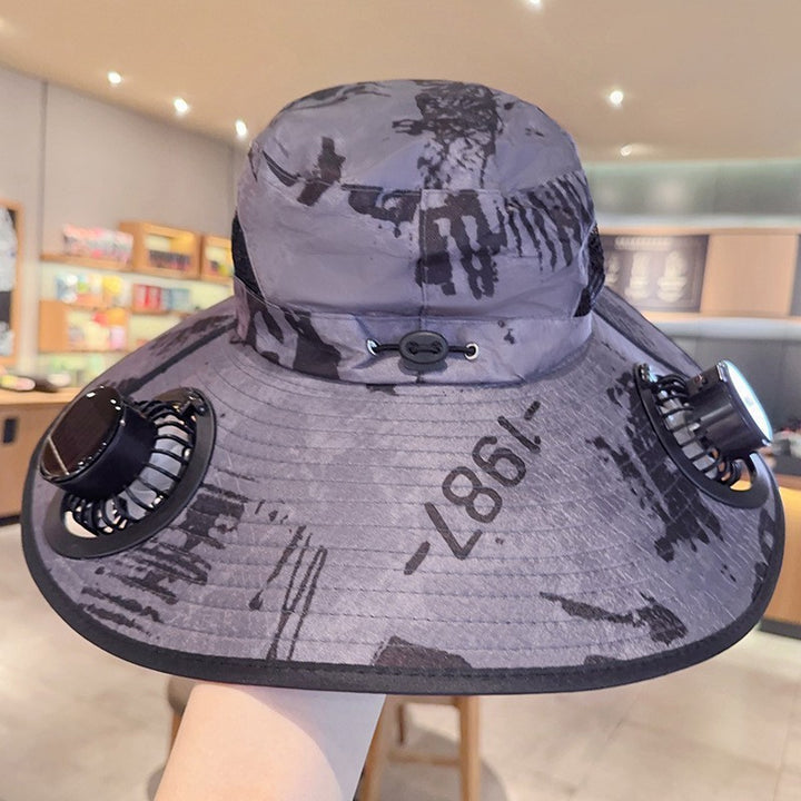 Sunscreen hat with dual USB fans, breathable mesh and adjustable chin strap Bowlift