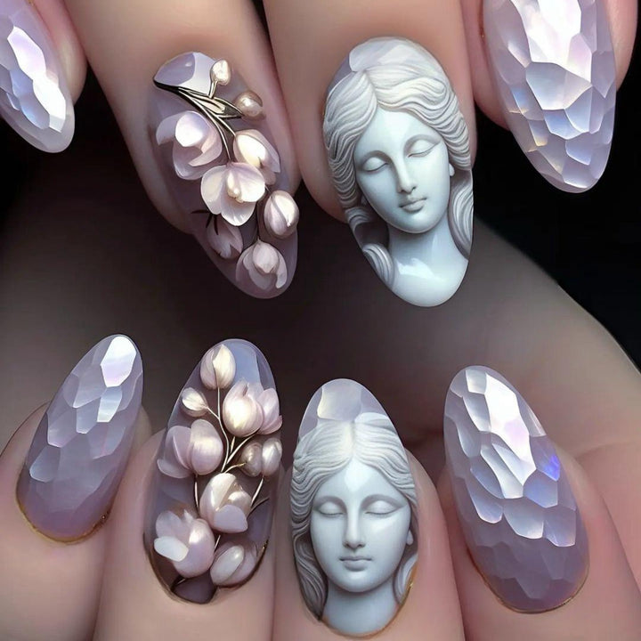 Artificial nails with botanical and artistic designs Bowlift