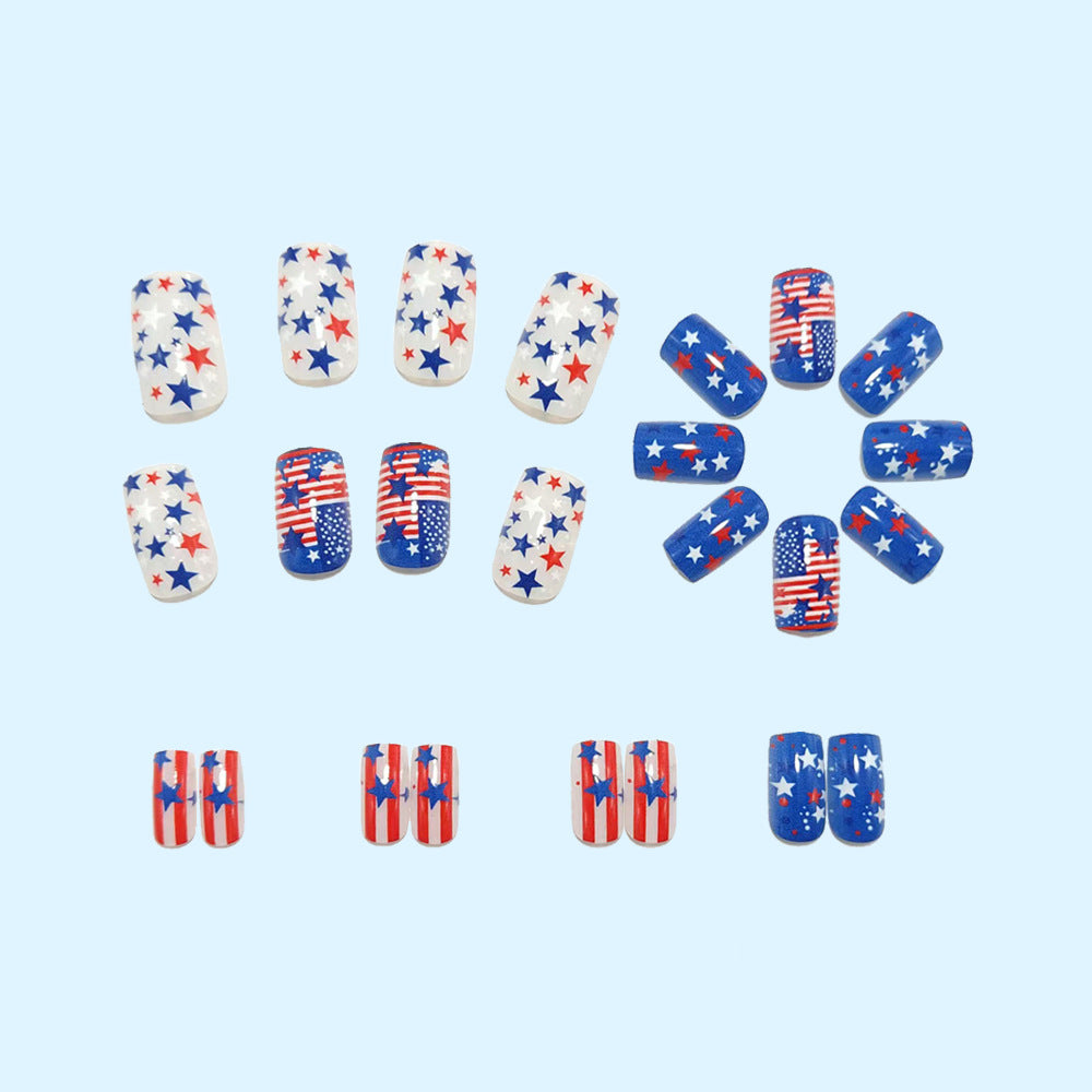 Artificial nails with patriotic star design Bowlift