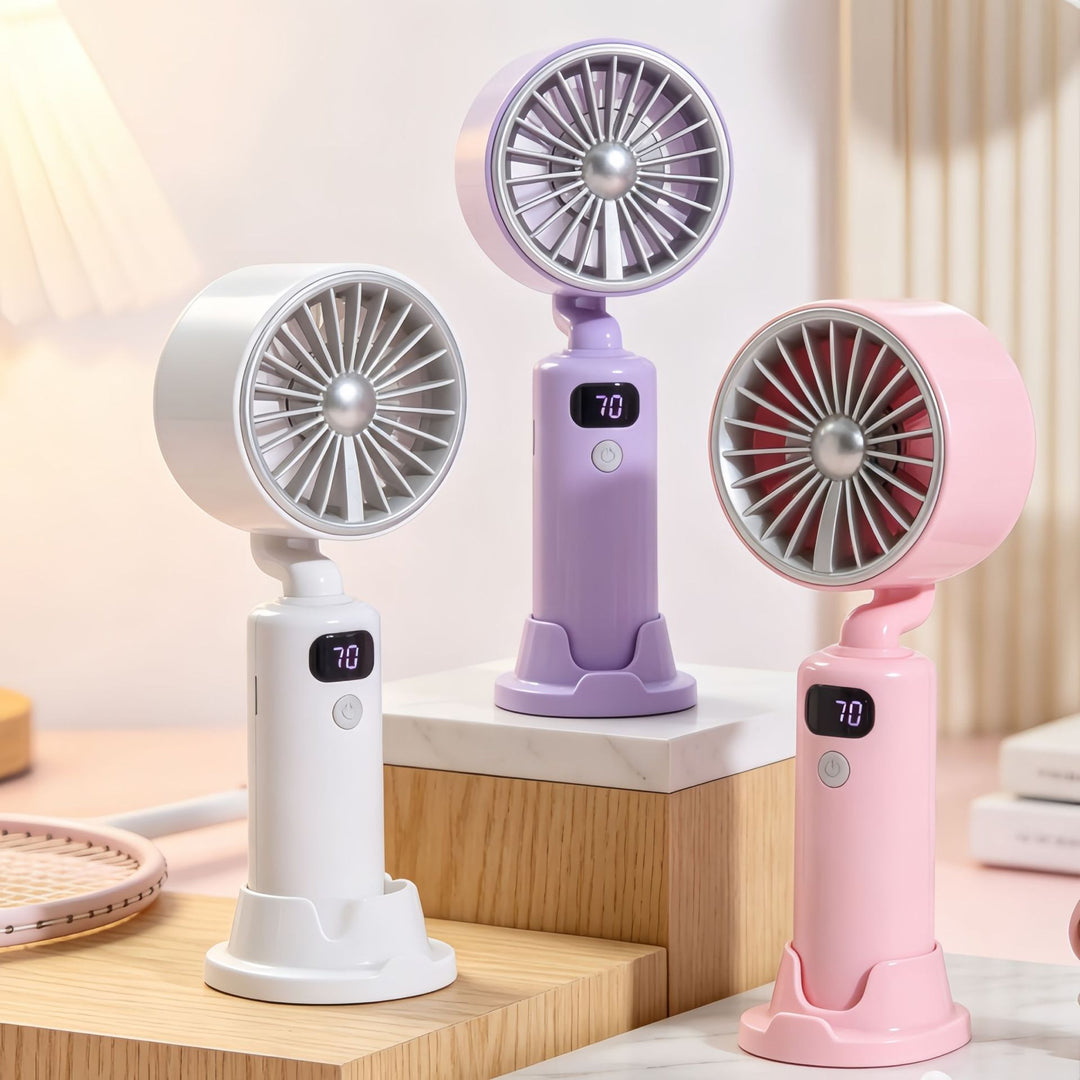 Women's Portable Table Fan with Digital Speed Display Bowlift