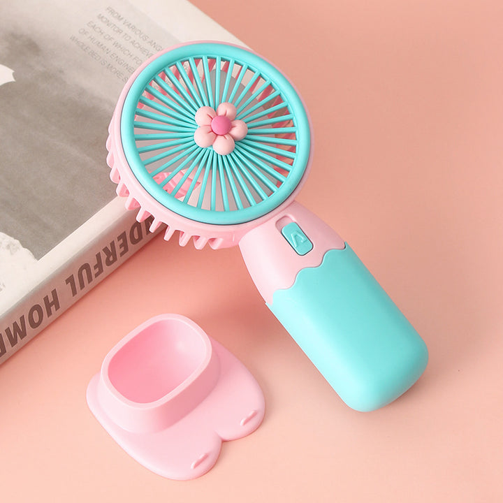 Women Portable Hand Fan with Floral Design Bowlift