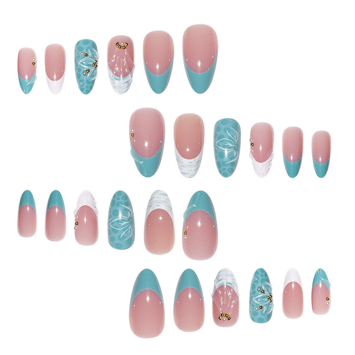 Decorative Floral Stiletto Press-On Nails Bowlift