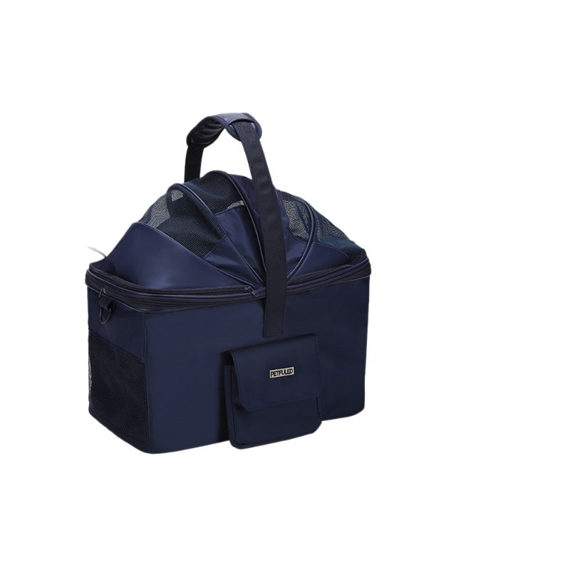 collapsible ventilated soft-sided pet carrier tote with reinforced base and detachable shoulder strap Bowlift