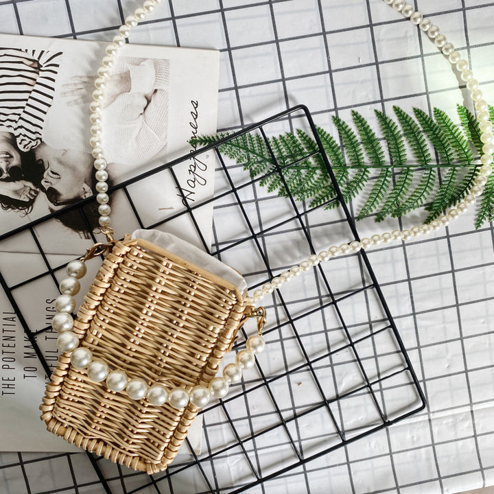 Women's Pearl Necklace Basket Bag Bowlift