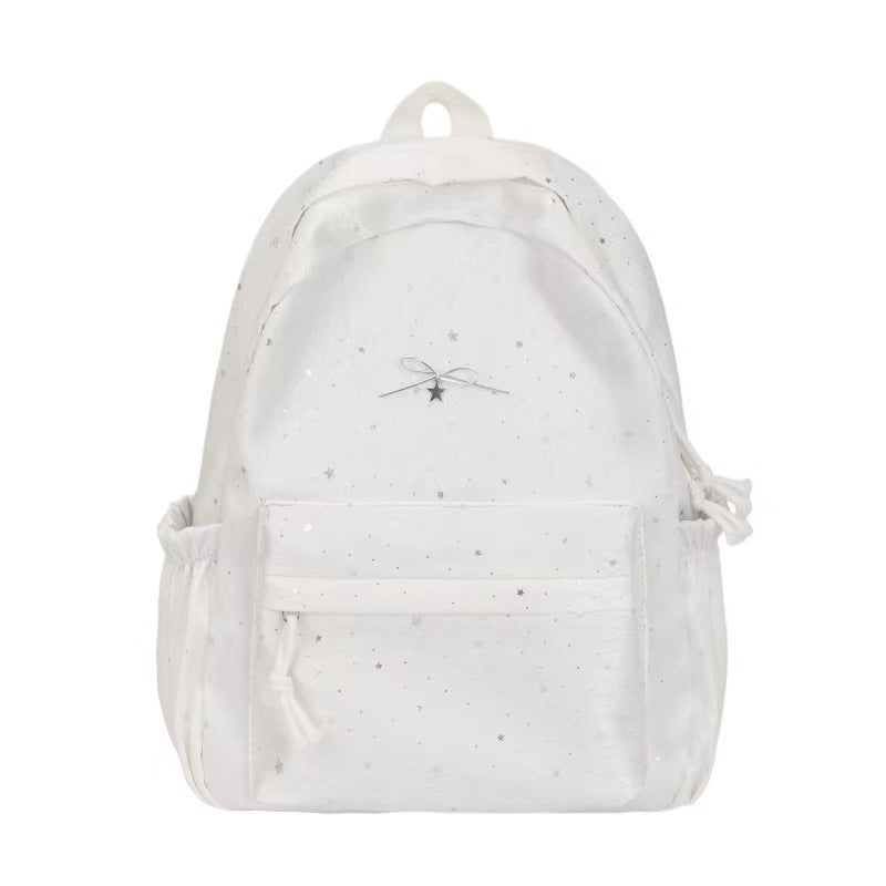 Backpack with Glittering Star Motif and Versatile Storage Options Bowlift