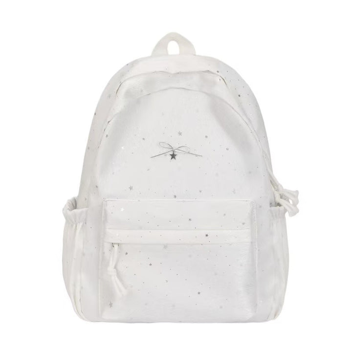 Backpack with Glittering Star Motif and Versatile Storage Options Bowlift