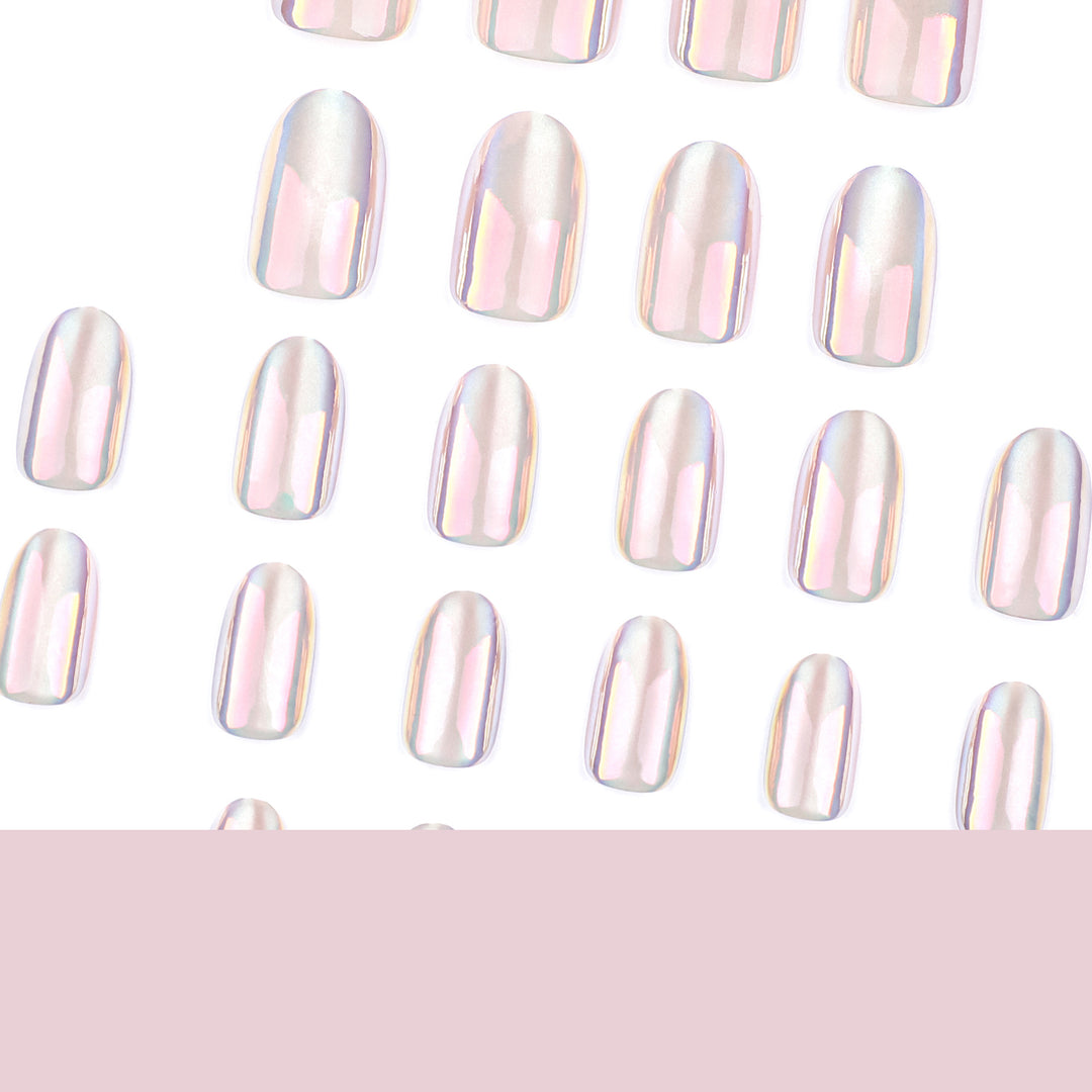 Trendy Nail Extensions with Shimmering Gradient Bowlift