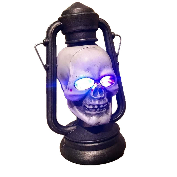 Vintage Metal LED Skull Lantern Table Centerpiece Bowlift