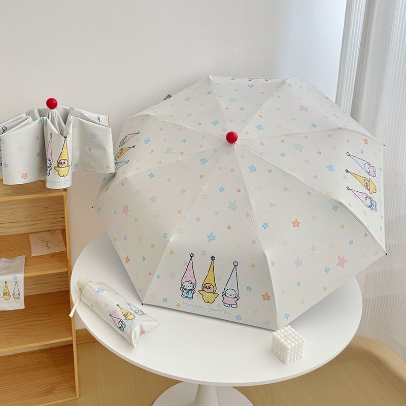 Women's Folding Umbrella with Playful Family Design Bowlift