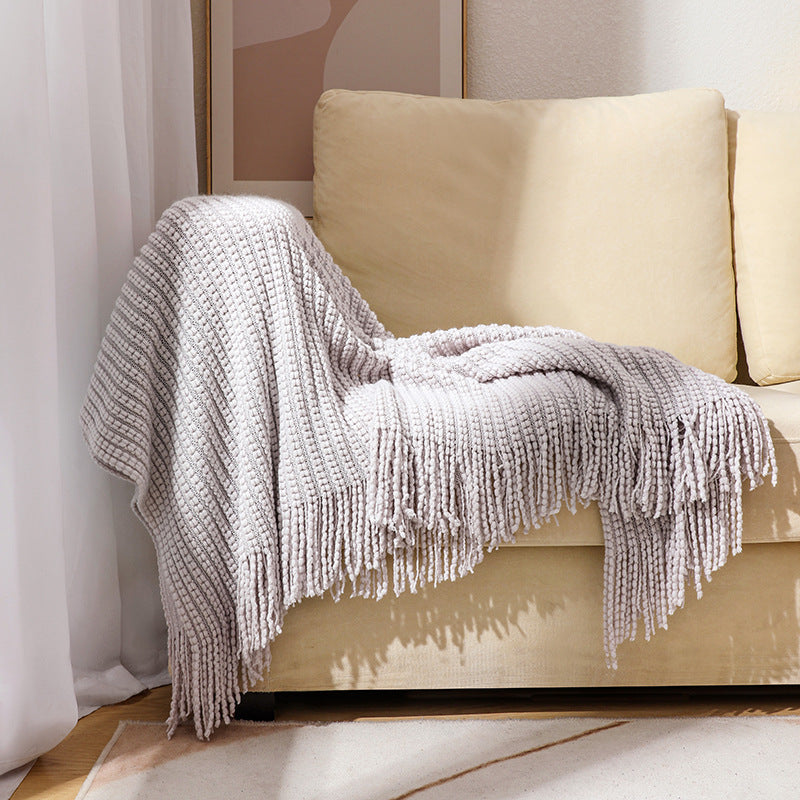 Luxurious Textured Fringe Throw Blanket
