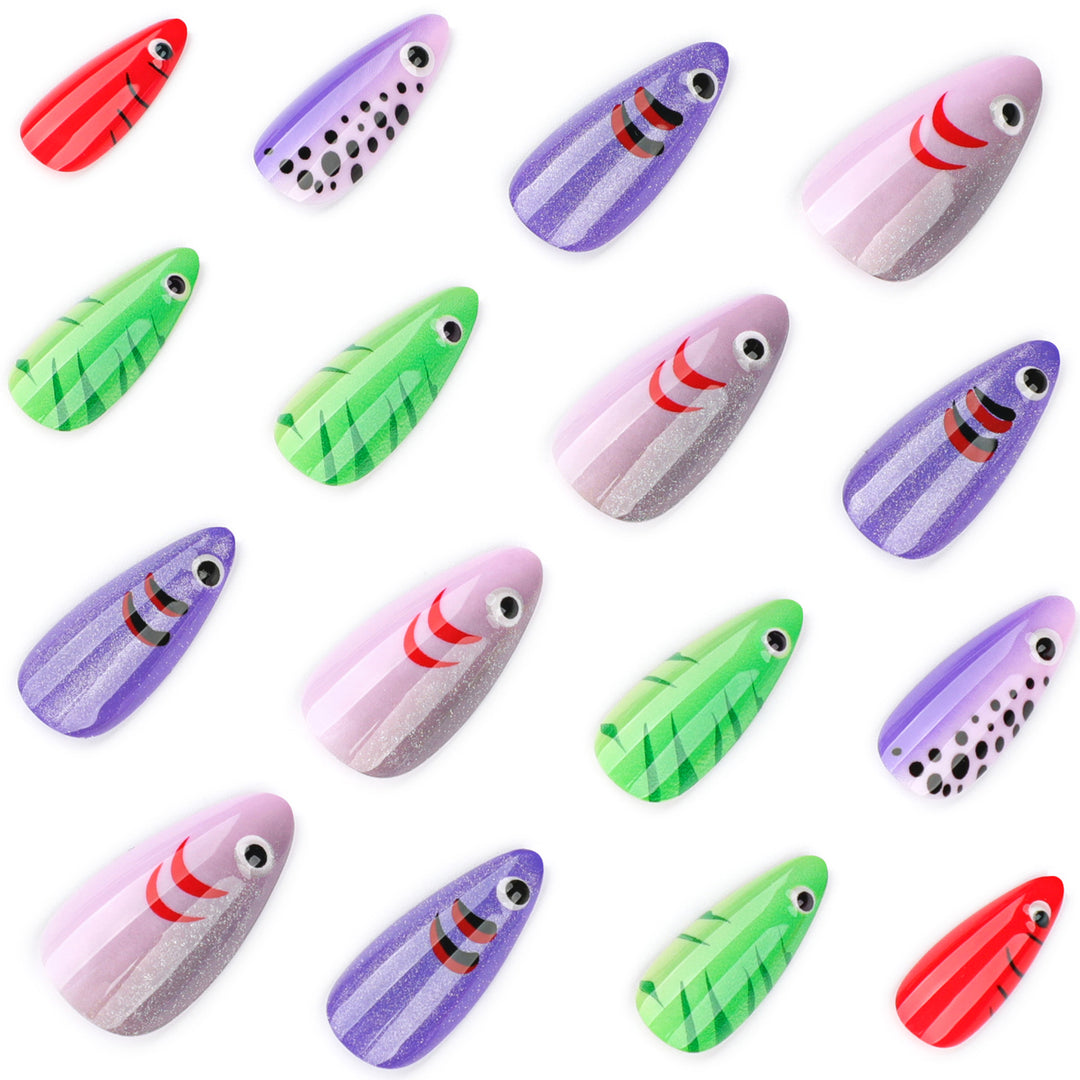 Artful Nail Extensions with Playful Fish Design Bowlift