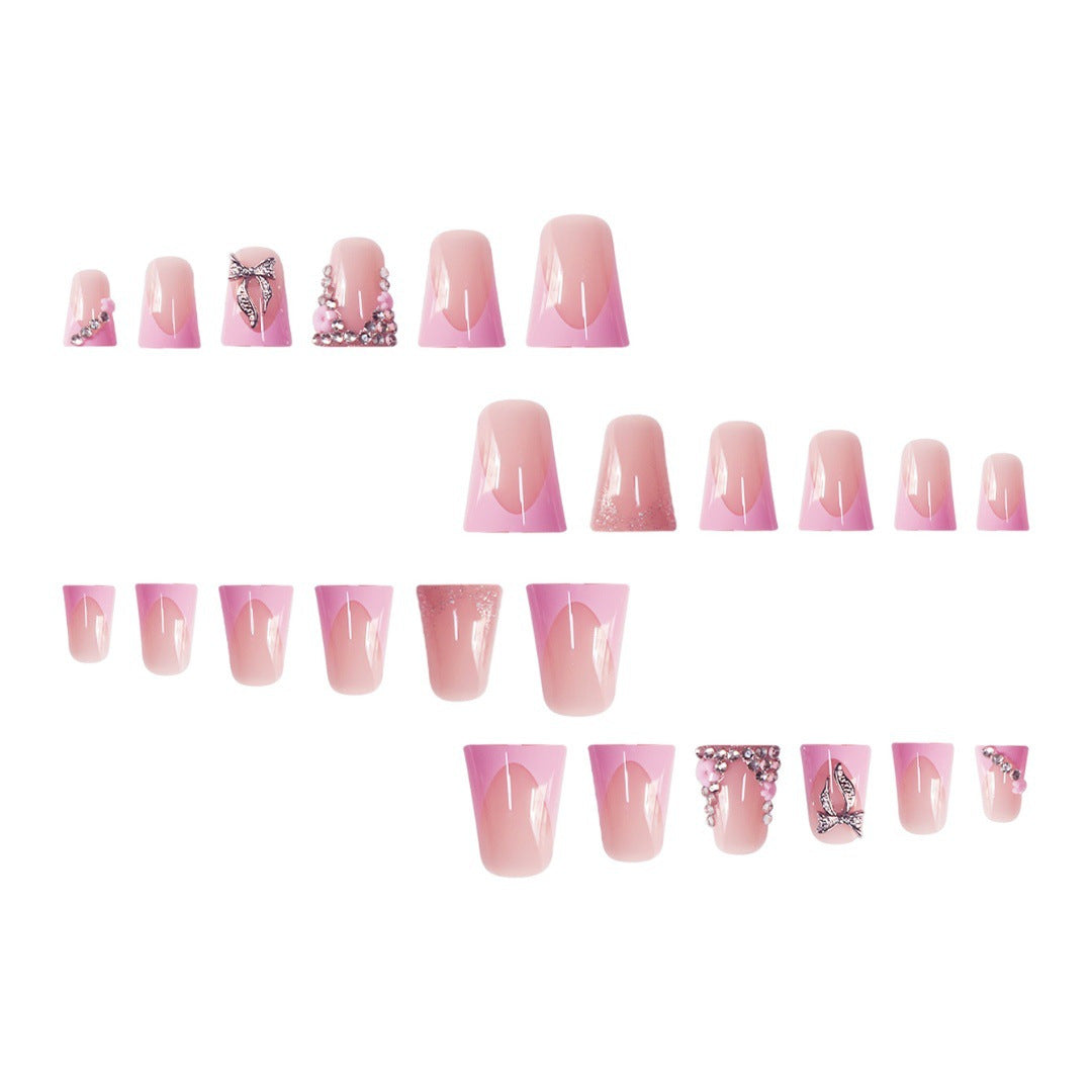 Elegant Floral Rhinestone Press-On Nails Bowlift