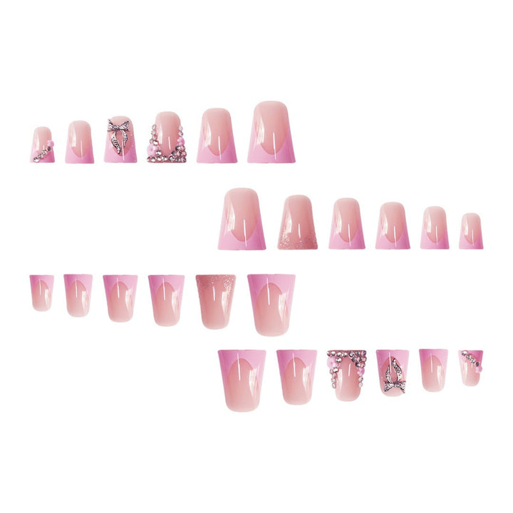 Elegant Floral Rhinestone Press-On Nails Bowlift