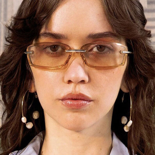 Women's fashionable sunglasses in futuristic design and transparent frame Bowlift