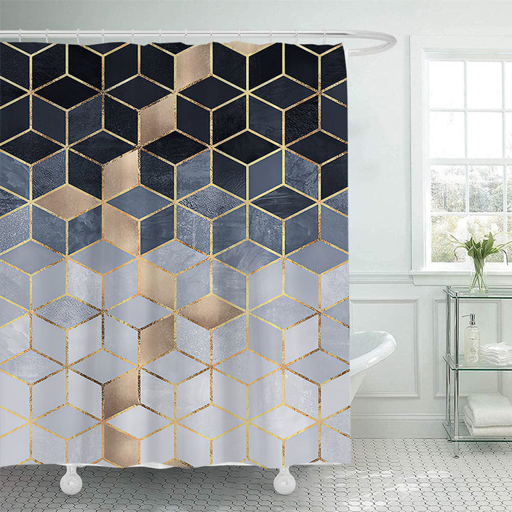 Textured Mosaic Pattern Shower Curtain Bowlift