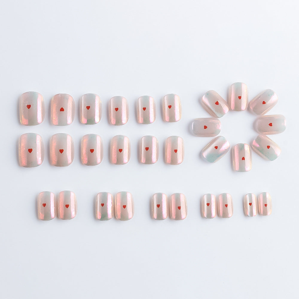 Heart-Embellished Gel Nail Art Bowlift