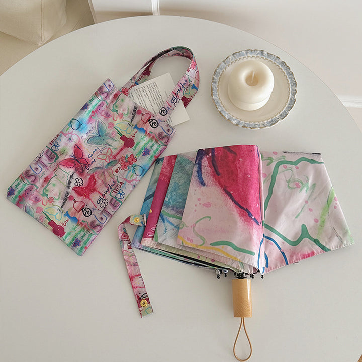 Women’s Foldable Tote Bag with Integrated Umbrella Bowlift