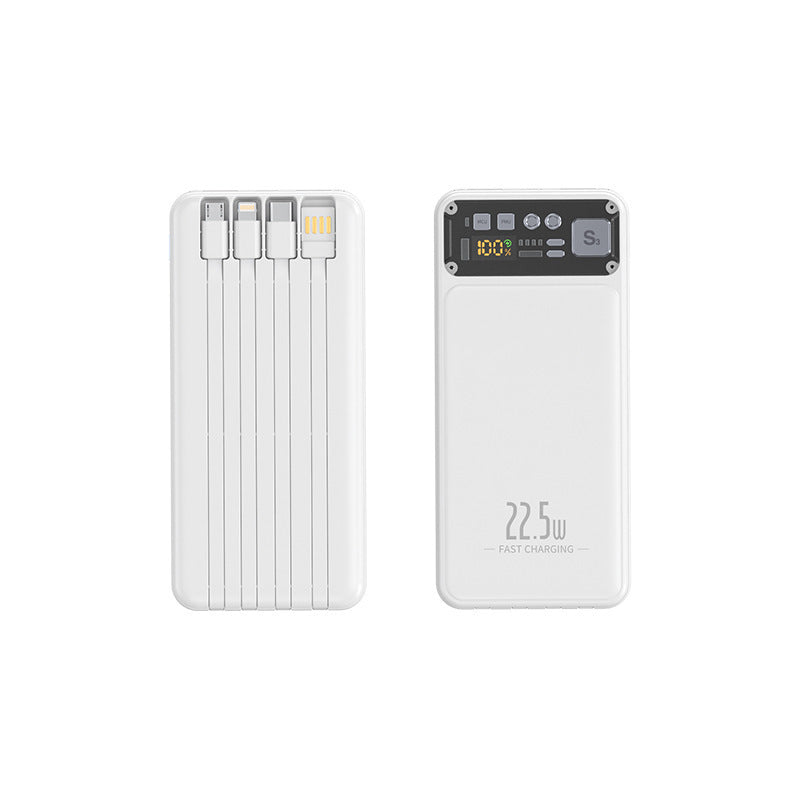 Power bank with integrated cable system and digital charging display Bowlift