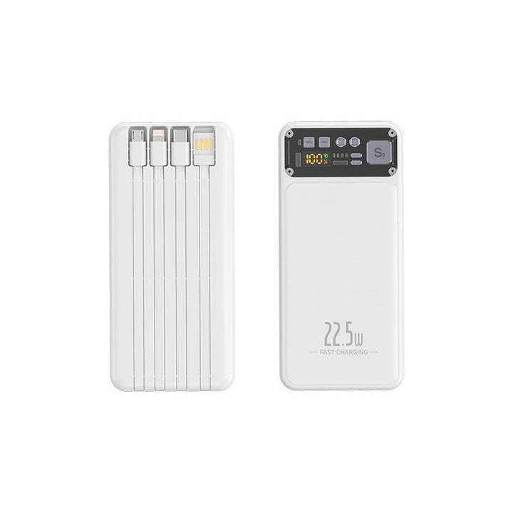 Power bank with integrated cable system and digital charging display Bowlift
