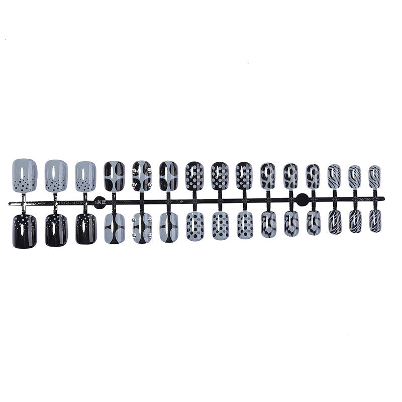 Fashionable geometric and dot pattern artificial nail set Bowlift