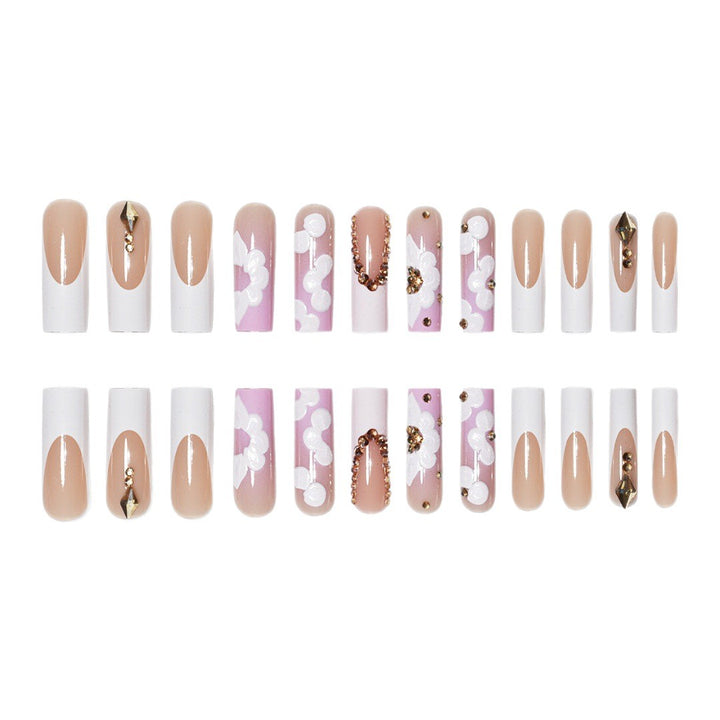 Elegant 3D Floral Press-On Nail Art Bowlift