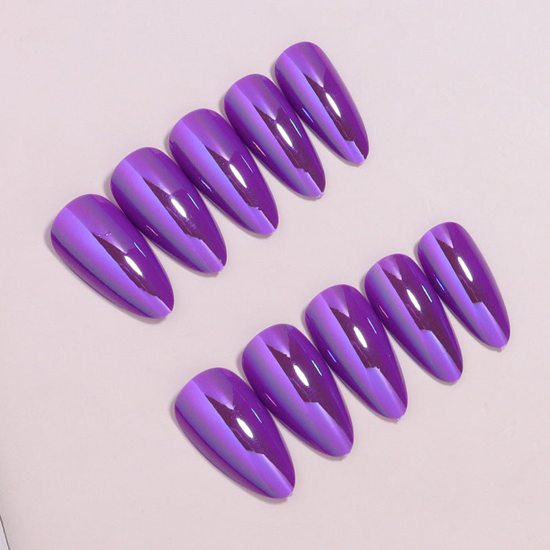 Glossy Press-On Nails Set with Iridescent Finish Bowlift