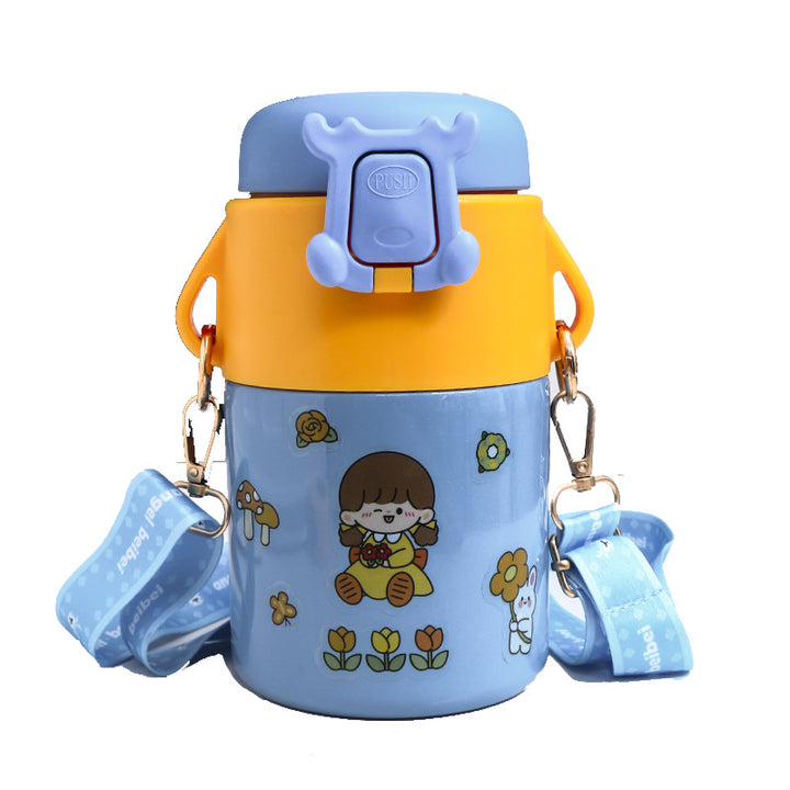 Women's Insulated Bottle with Cute Design and Practical Carry Strap Bowlift
