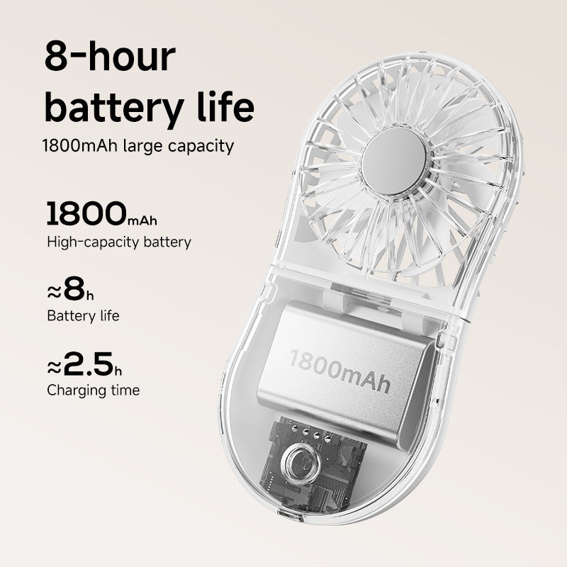 Unisex Portable Rechargeable Handheld Fan with Mirror Bowlift